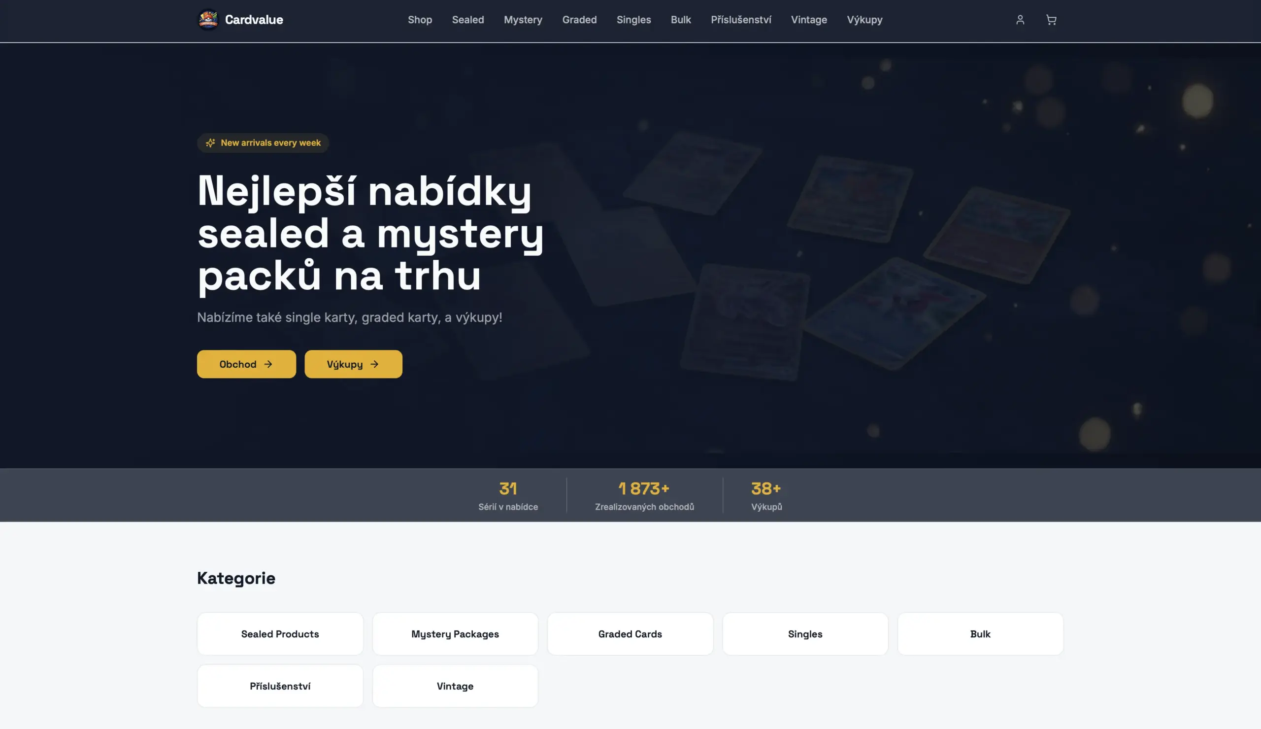 Výpis produktů v e-shopu CardValue