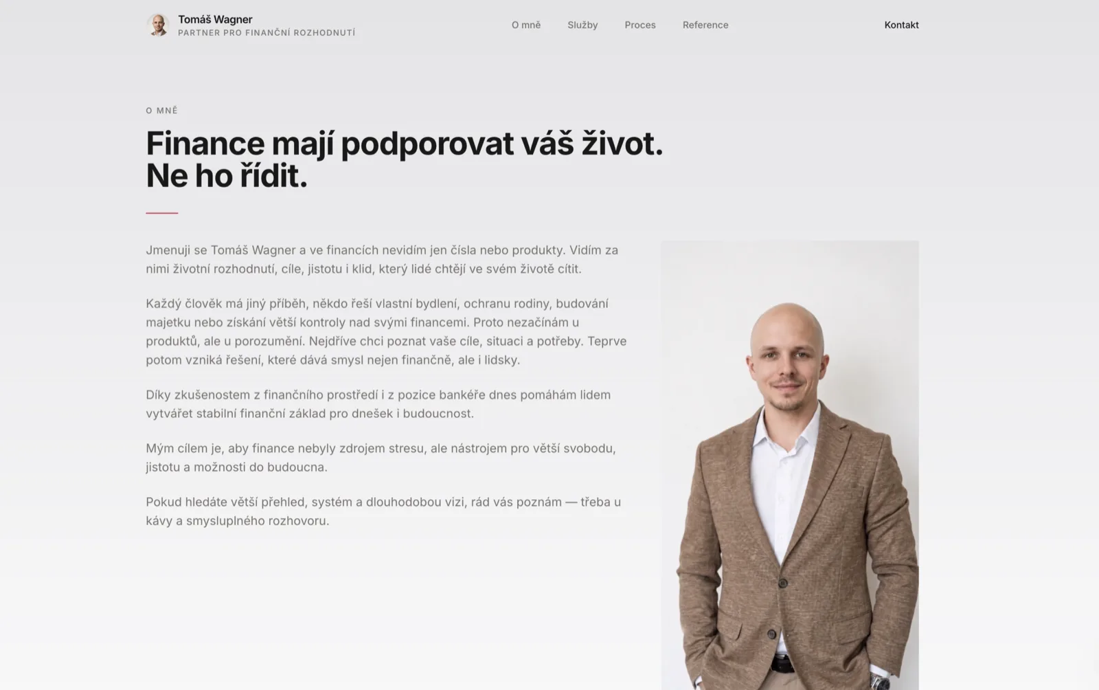 Úvodní obrazovka osobního webu Tomáše Wagnera